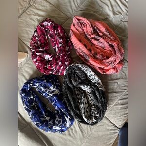 Set of Four Patterned Infinity Scarves